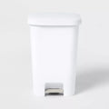 11.9gal Step Trash Can White - Pedal-Operated Kitchen Garbage Can, Textured Plastic, Indoor Use