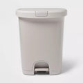 7gal Step Trash Can with Locking Lid Gray Plastic, Rectangle, Indoor, 7.7 Gallon, Step-On, Glossy Finish