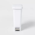 11gal Slim Step Trash Can - White Pedal-Operated Lid, Textured Indoor Kitchen Trashcan, 11 Gallon Capacity