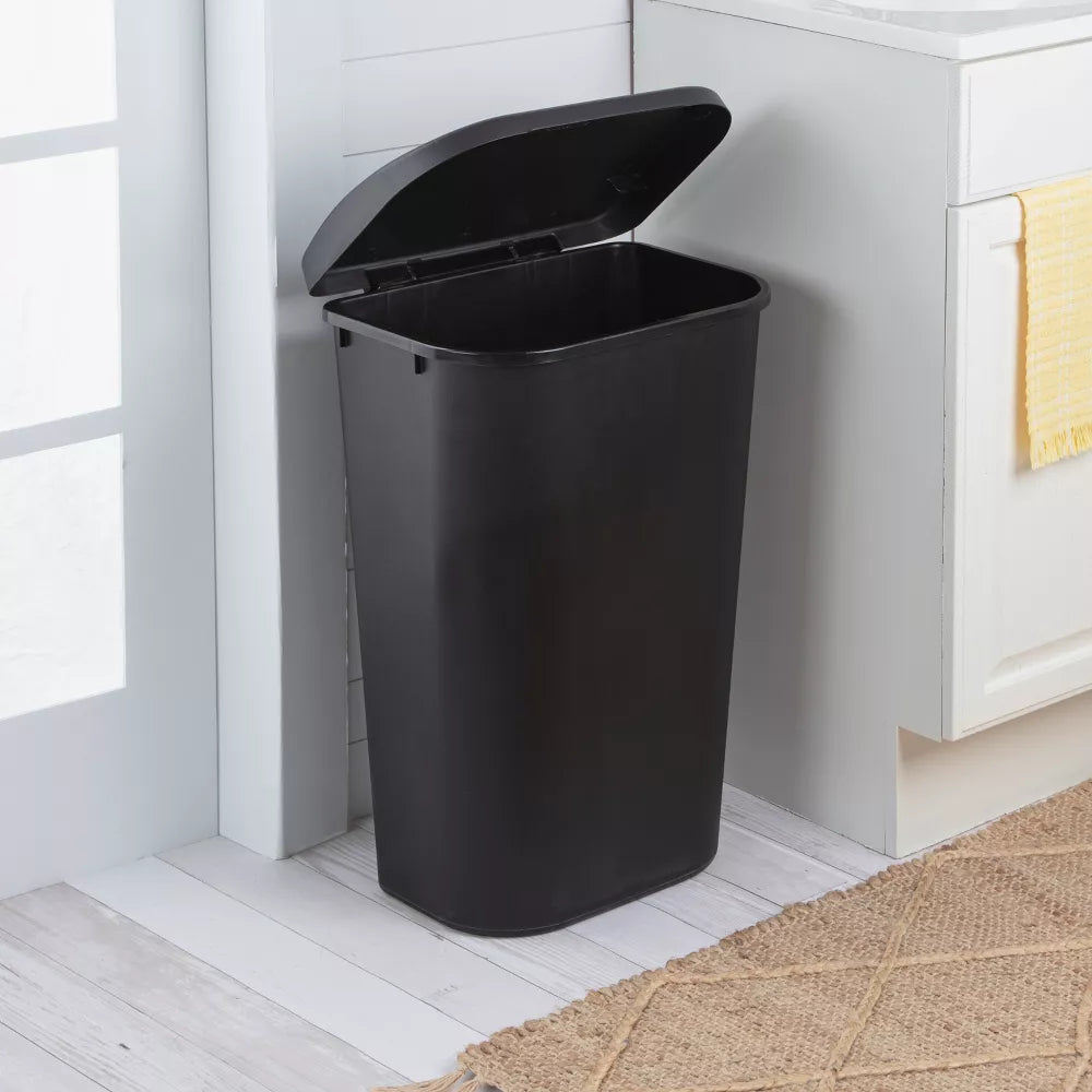 11.3gal Lift Top Waste Basket Black -  Kitchen Trash Can, Fingerprint-Resistant, Indoor Trash Bin