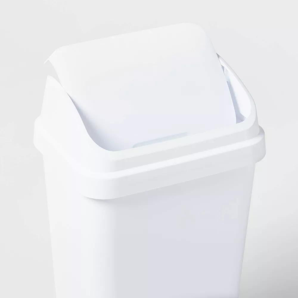 13gal Swing Top Waste Basket White -  Kitchen Trash Can, 13 Gallon Capacity, Textured Plastic, Indoor Use