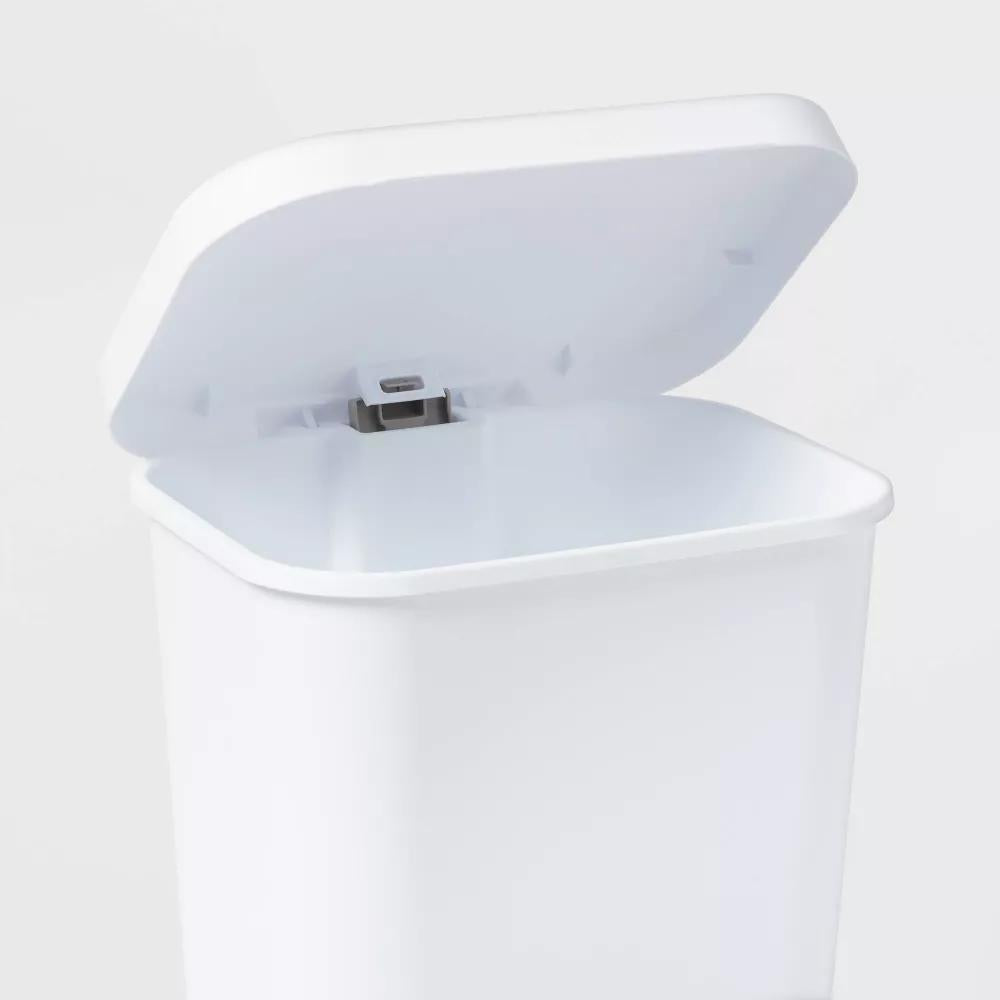 11.9gal Step Trash Can White - Pedal-Operated Kitchen Garbage Can, Textured Plastic, Indoor Use