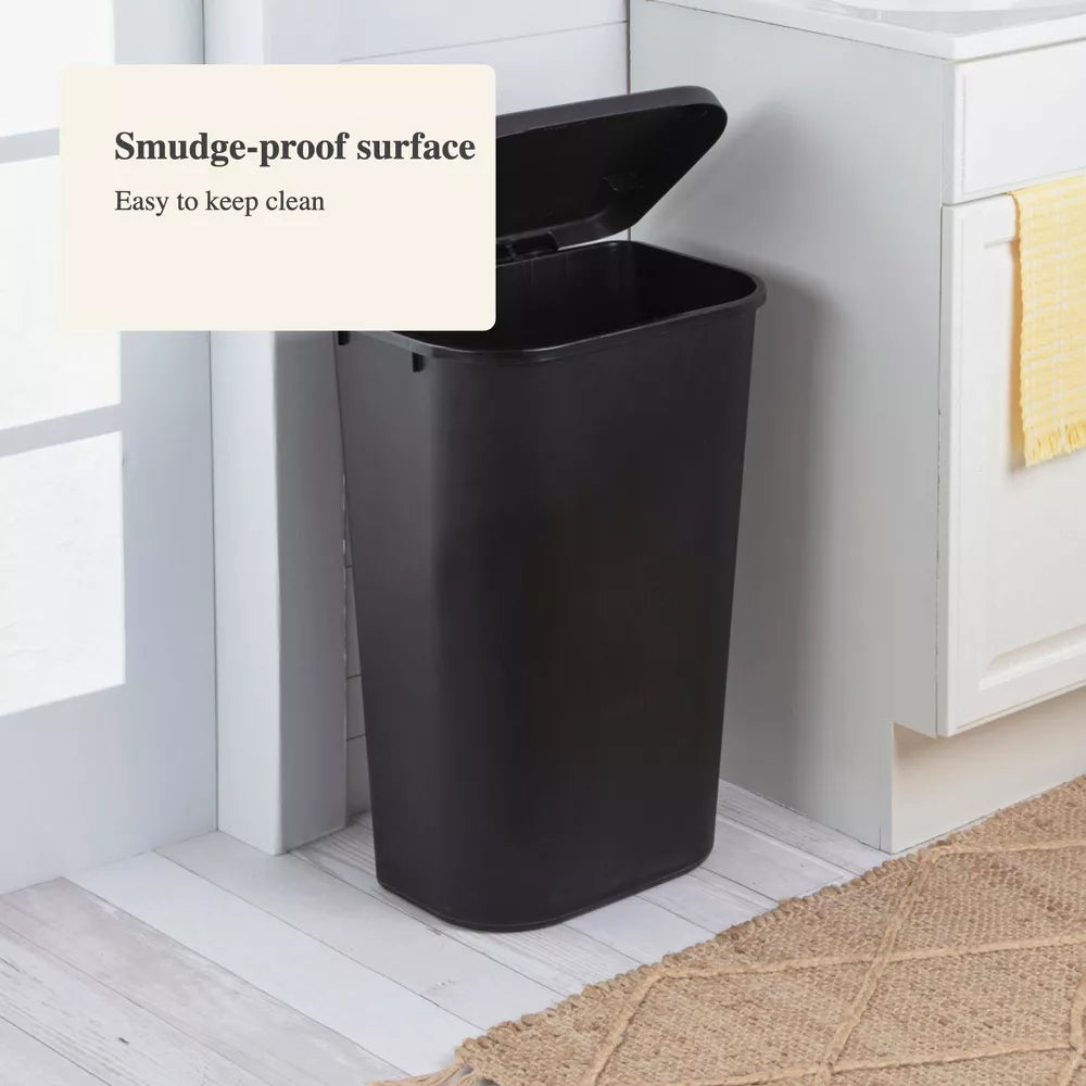 11.3gal Lift Top Waste Basket Black -  Kitchen Trash Can, Fingerprint-Resistant, Indoor Trash Bin