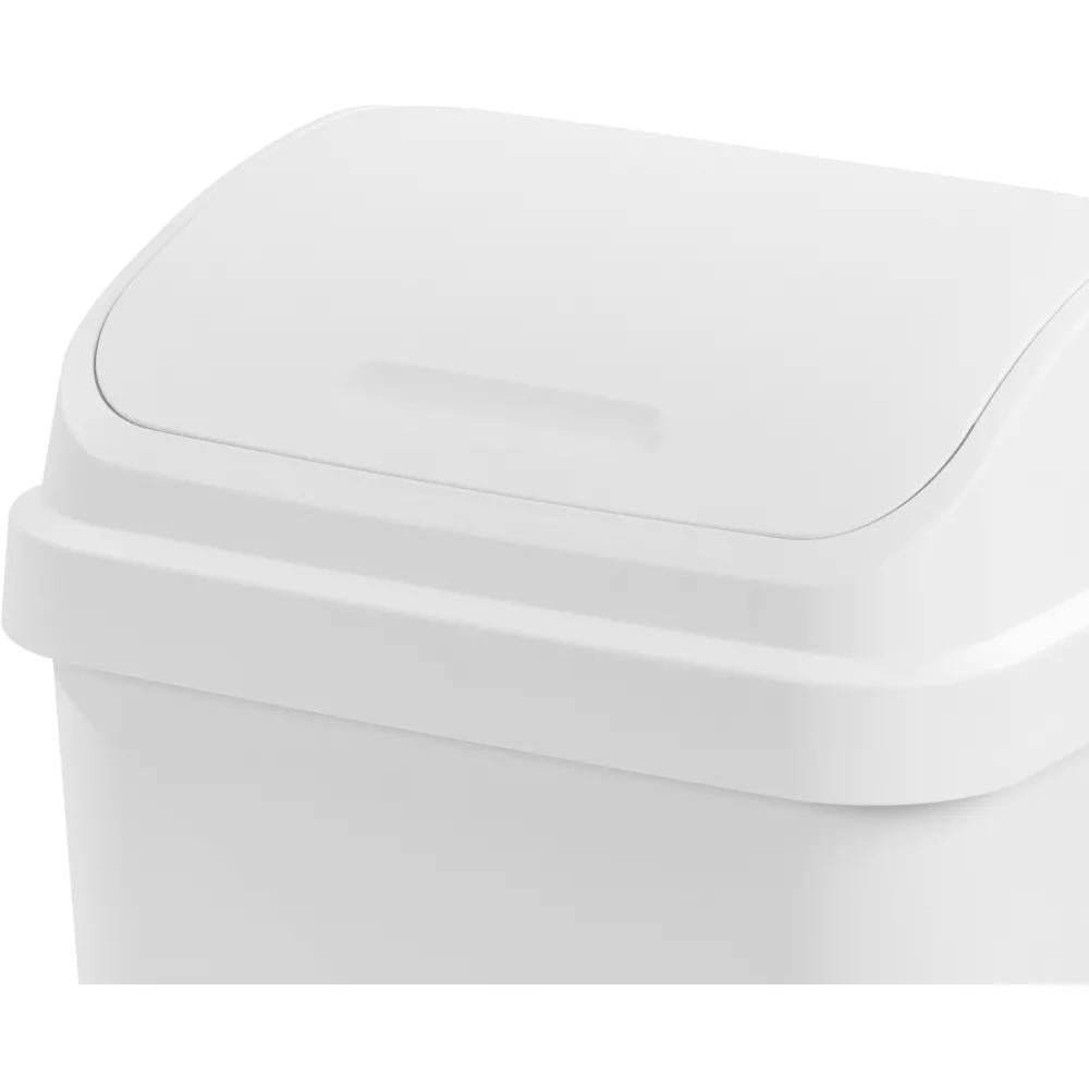 13gal Swing Top Waste Basket White -  Kitchen Trash Can, 13 Gallon Capacity, Textured Plastic, Indoor Use