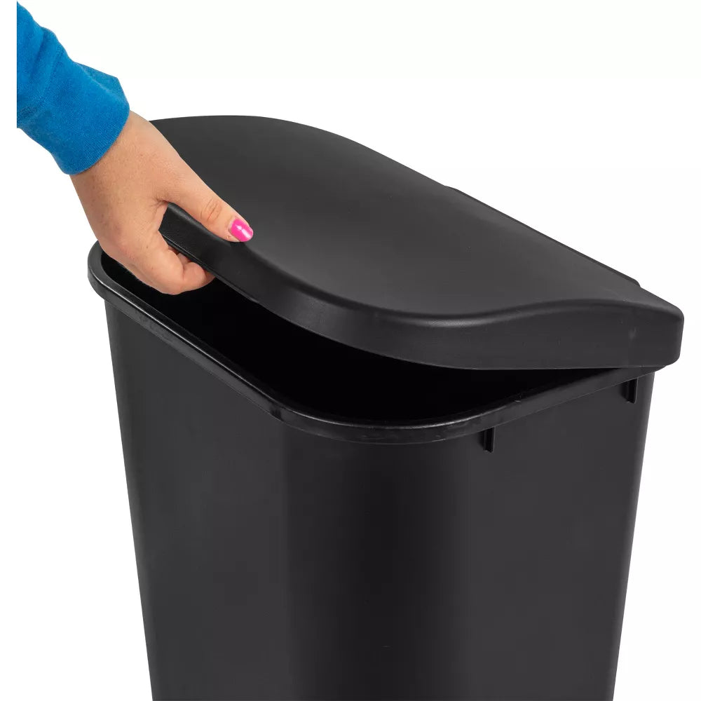 11.3gal Lift Top Waste Basket Black -  Kitchen Trash Can, Fingerprint-Resistant, Indoor Trash Bin