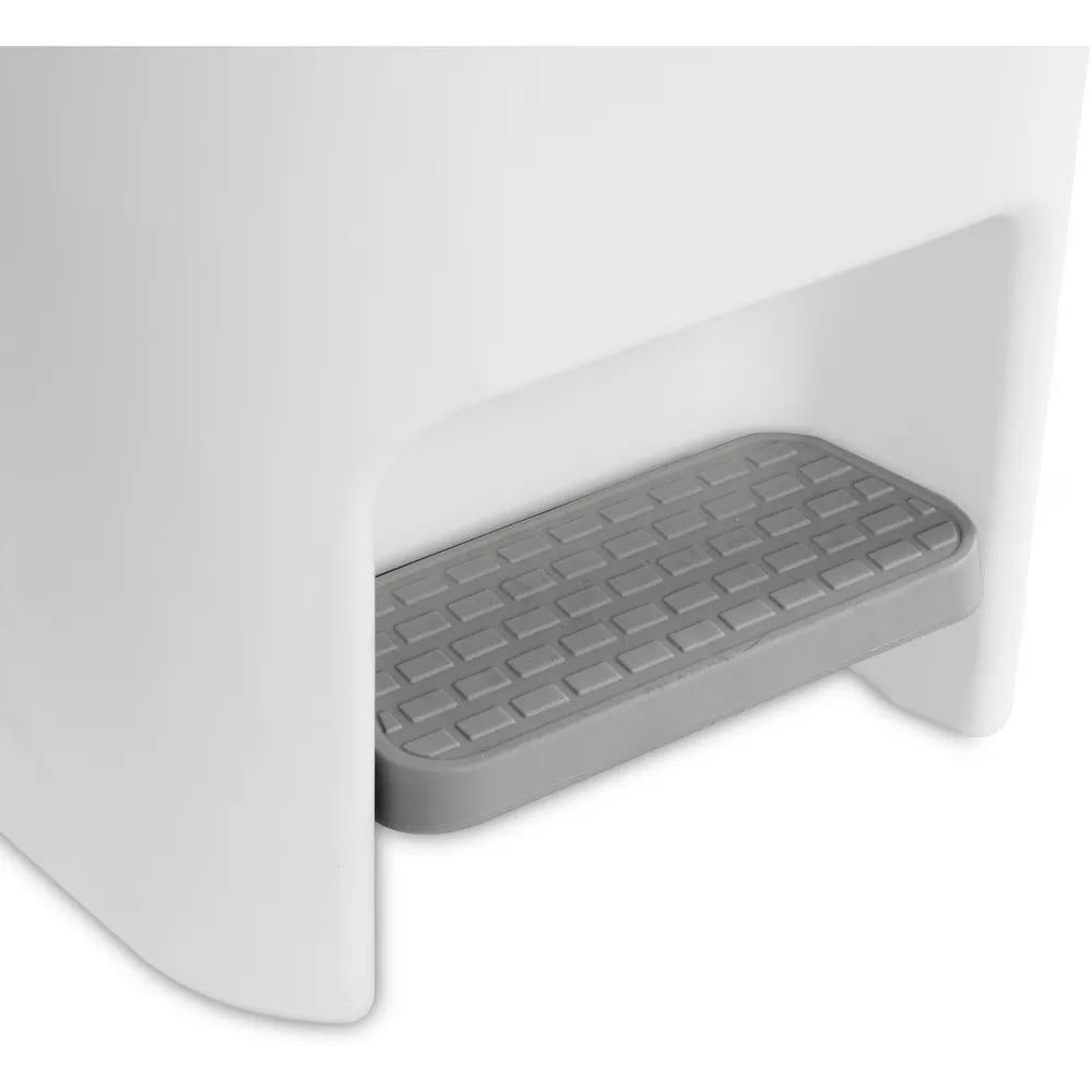 11gal Slim Step Trash Can - White Pedal-Operated Lid, Textured Indoor Kitchen Trashcan, 11 Gallon Capacity