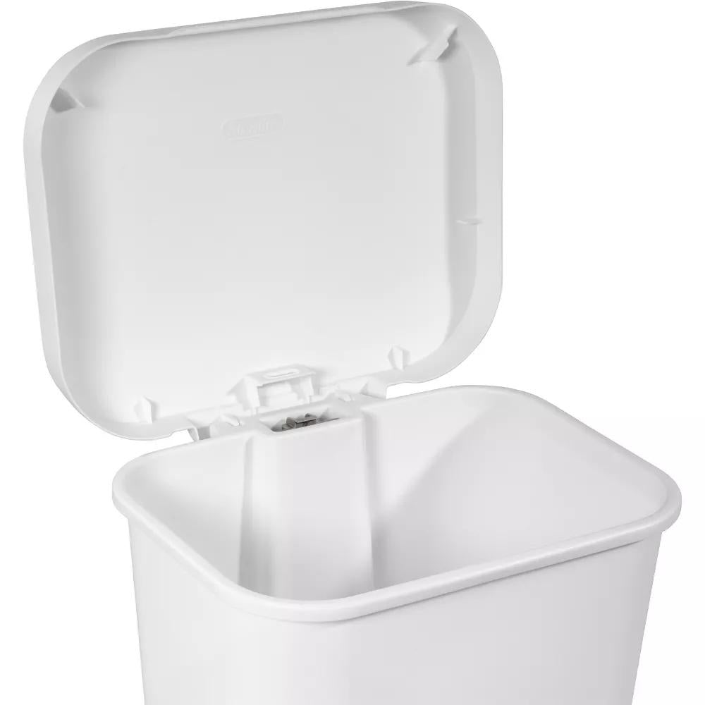 11.9gal Step Trash Can White - Pedal-Operated Kitchen Garbage Can, Textured Plastic, Indoor Use